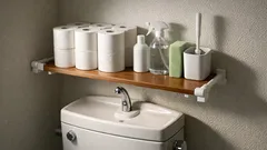 100均だけでできる、賃貸トイレの「穴を開けない」上棚収納の作り方